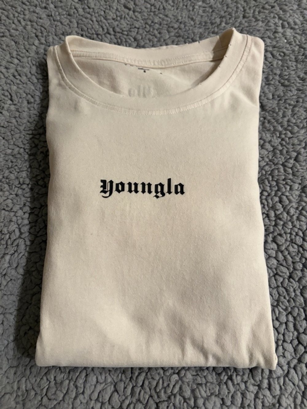 YoungLA Cream Long Sleeve Logo Tee Size Small